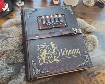 Ancient Alchemy grimoire Big blank leather journal