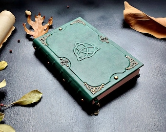 Vintage leather journal grimoire spellbook Charmed triquetra knot, book  of shadows