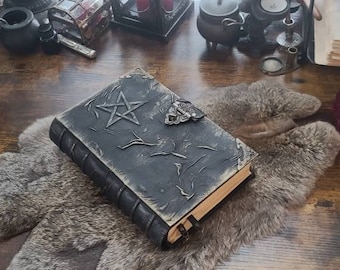 Black blank journal.  Book of shadows.  Grimoire.  Leather