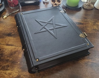 Classic big spell book grimoire book of shadows pentagram pentacle  handmade