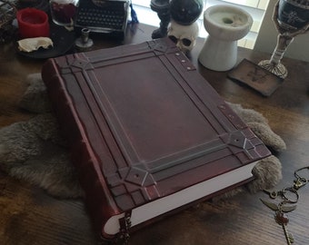 Vintage blank leather journal with locks,  handmade