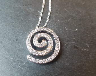 Micro Pave Oval Pendant Necklace Clear Simulated CZ .925 Sterling Silver
