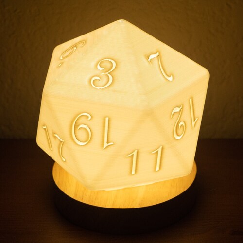 Dark Wood Dice Lamp D20 Gamer Gift Dnd Walnut Stain Etsy