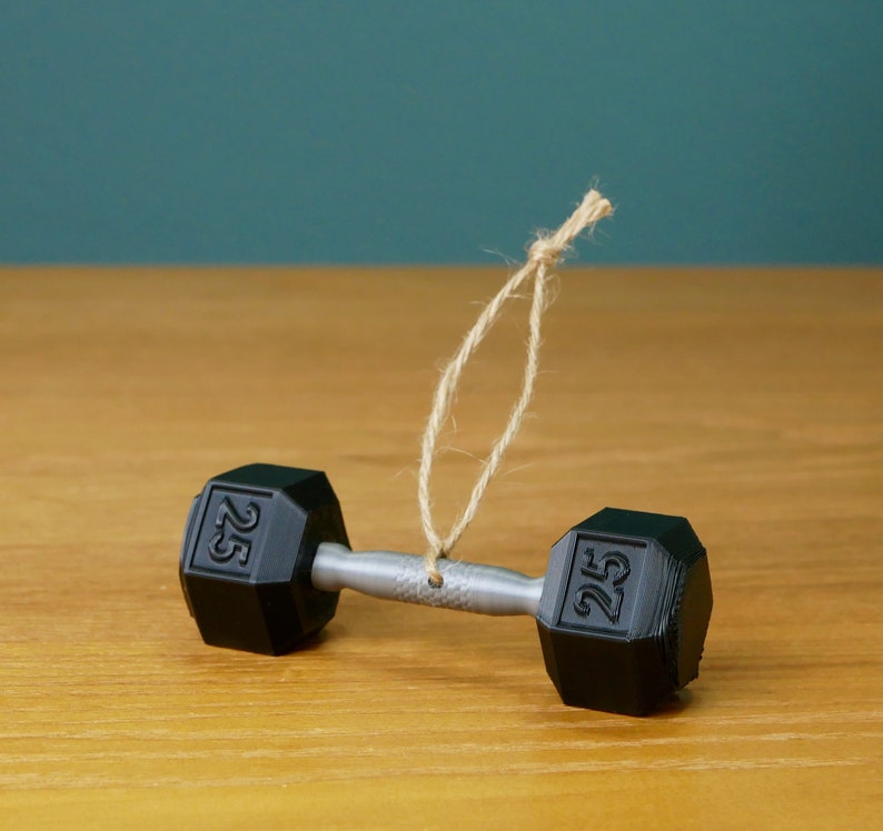 Dumbbell Ornament 3D printed ornament for weightlifting, powerlifting, or fitness image 5