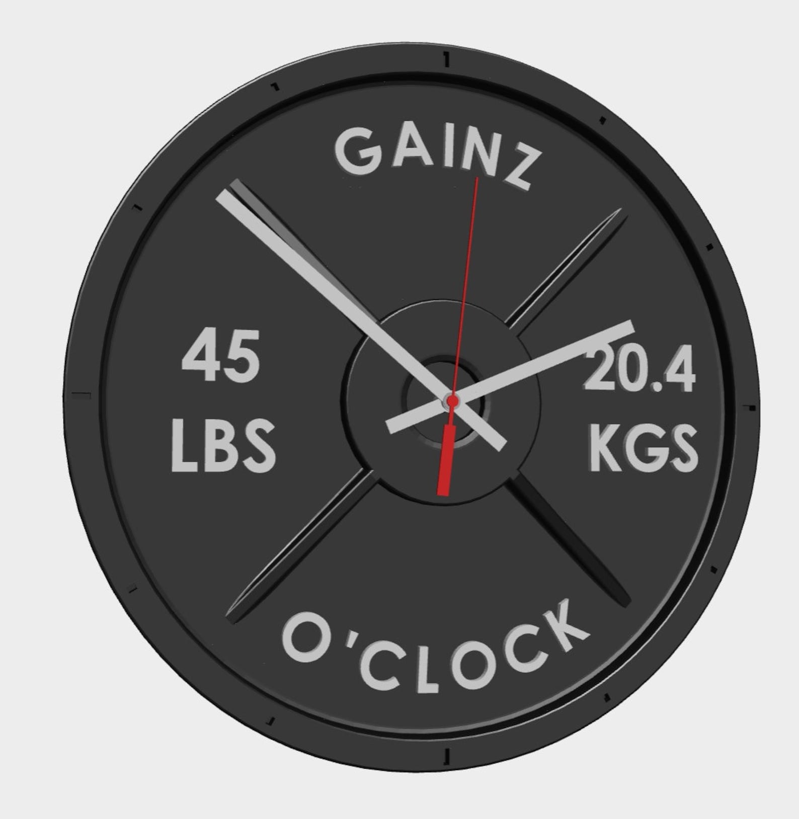 Weight Plate Custom Text Clock Customizable 3D Printed Gift for Workout