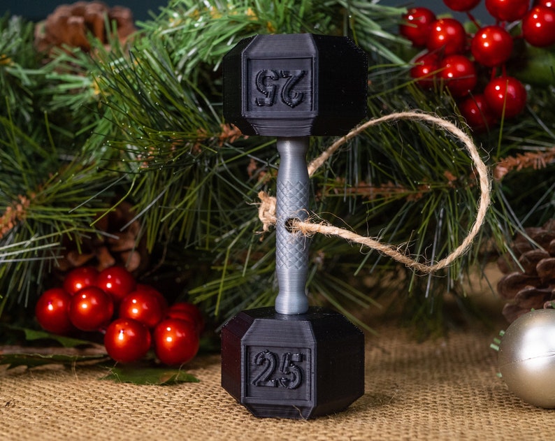 Dumbbell Ornament 3D printed ornament for weightlifting, powerlifting, or fitness image 4