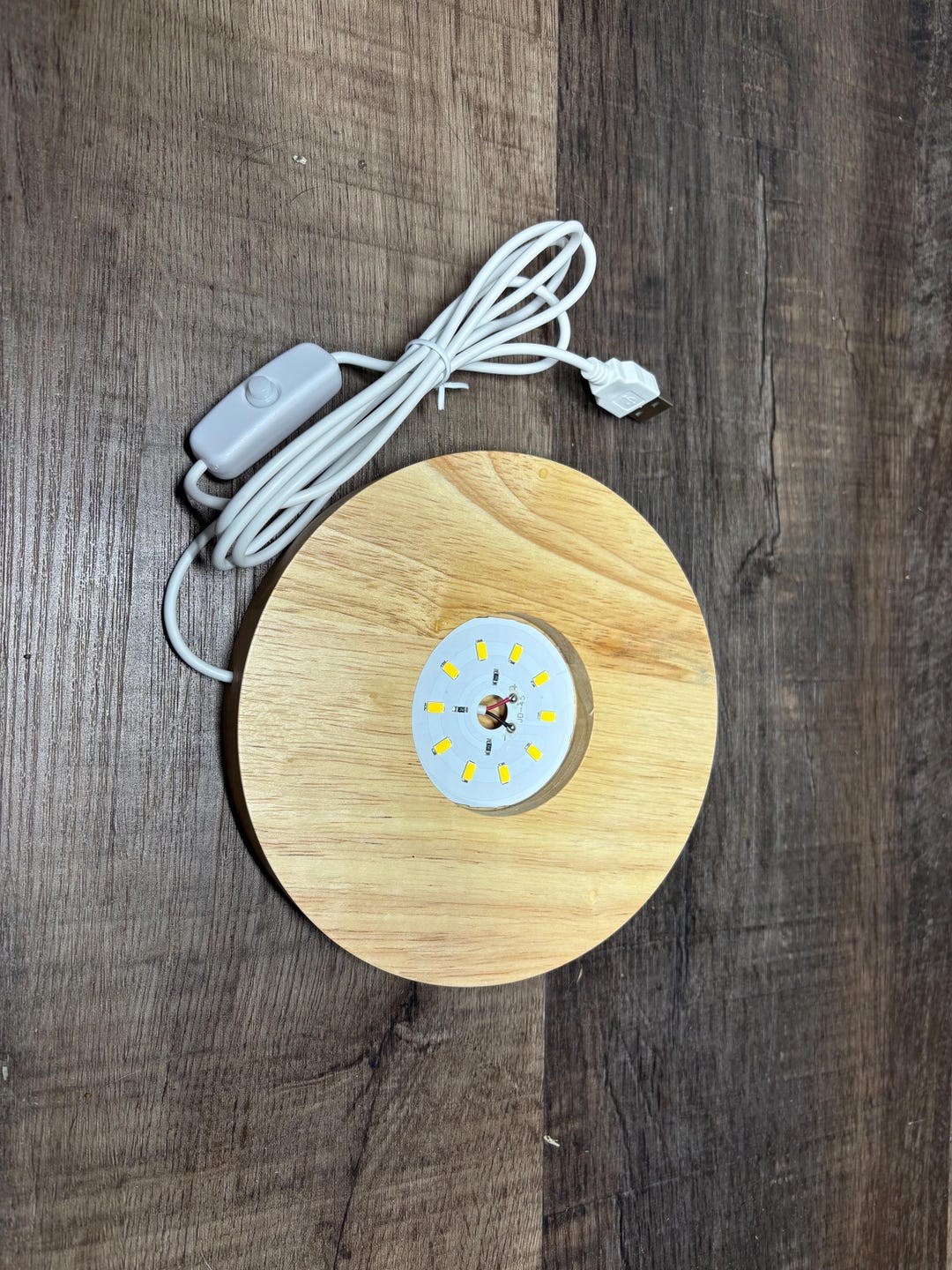 Large 6” Wooden Lamp Base With Embedded LED Light + USB Adapter - Etsy
