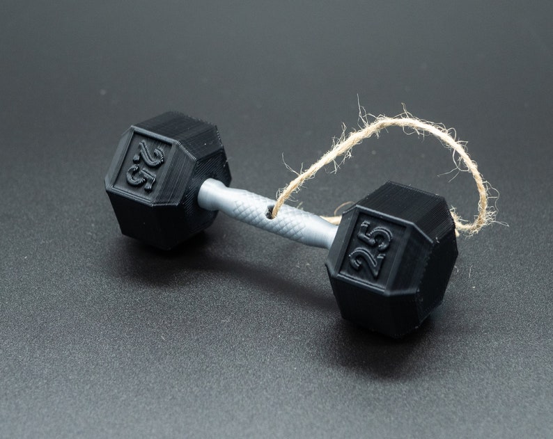 Dumbbell Ornament 3D printed ornament for weightlifting, powerlifting, or fitness image 2