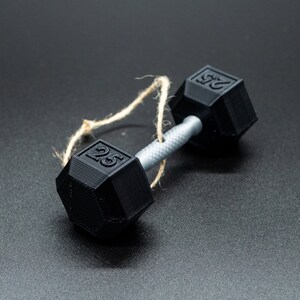 Dumbbell Ornament 3D printed ornament for weightlifting, powerlifting, or fitness image 3