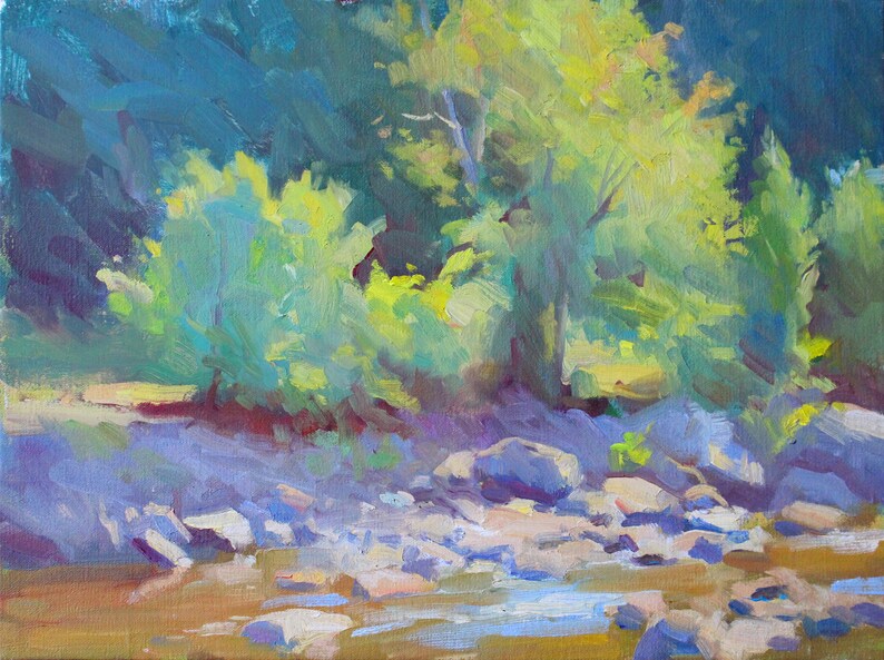 Original 12x16 Plein Air Painting New Hampshire Stream in Springtime