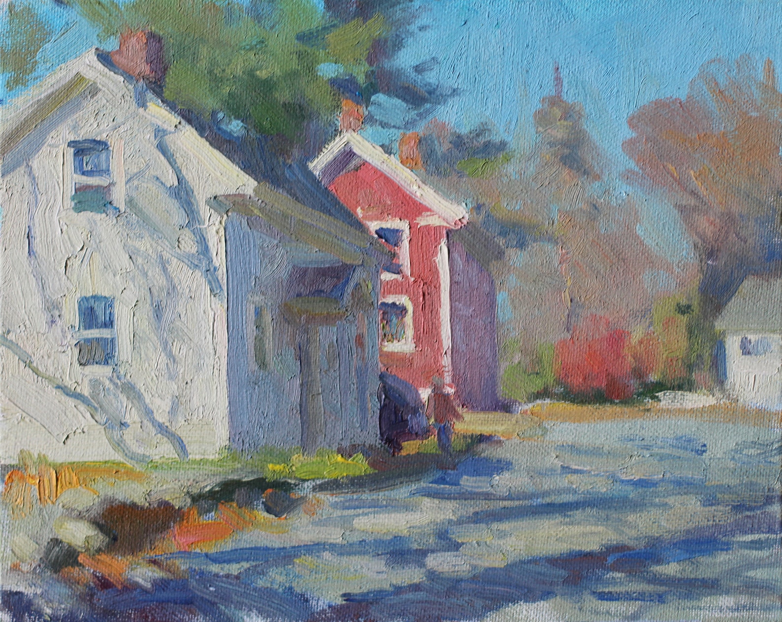 Original 8x10 Oil Painting Plein Air Parallel Houses in the Etsy
