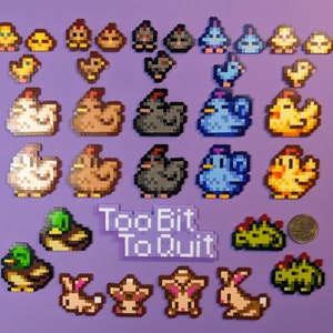 Stardew Valley Coop Animals Pixel Accessories Keychains Pins & Magnets