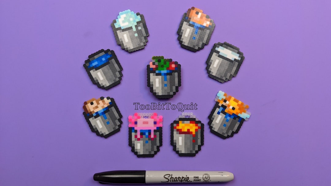 Minecraft Sprite Buckets Axolotl & More Keychains | Pins | Magnets - Etsy