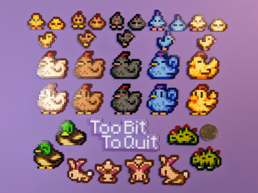 Stardew Valley Coop Animals Pixel Accessories Keychains Pins & Magnets