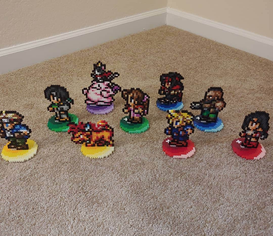 Perler Final Fantasy 7 Character Perler Sprite Magnets Keychains Pins Stands Pixel Art