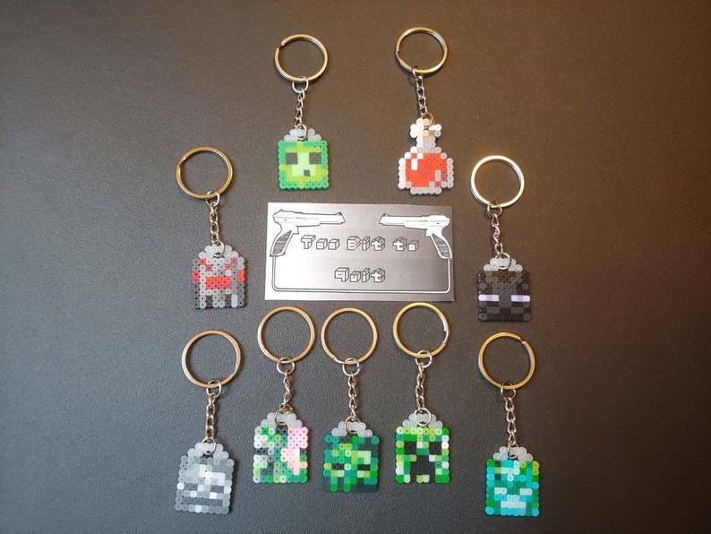 Minecraft Mobs and Items Keychains Pins Pixel Art Etsy