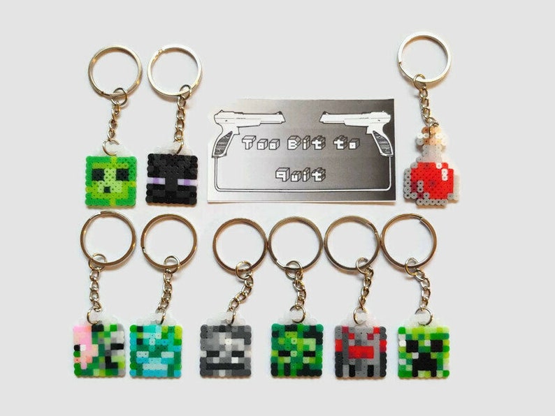 Minecraft Mobs and Items Keychains Pins Pixel Art Etsy