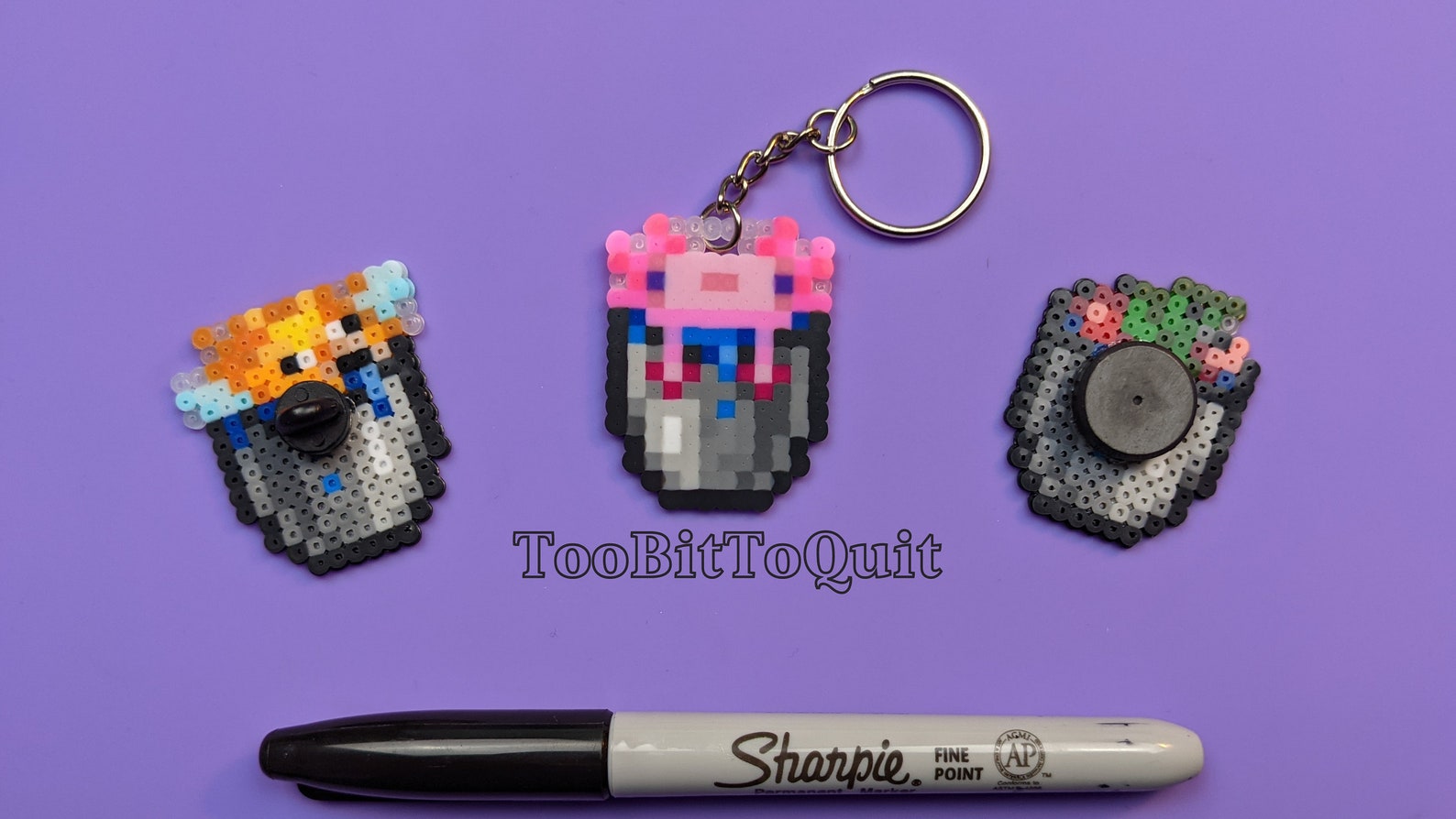 Minecraft Sprite Buckets Axolotl & More Keychains | Pins | Magnets ...