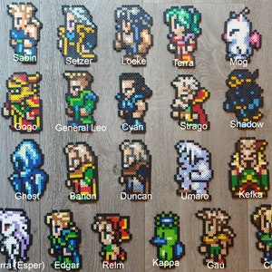 Final Fantasy VI FF6 Character Perler Sprite Stands, Pins, Magnets, Keychains