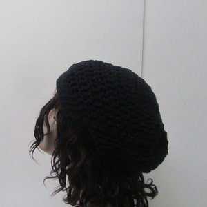 Slouch Beanie-Unisex Black Beanie-Crochet Slouch