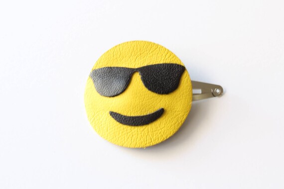 Leather Emoji Hair Clip Sunglasses Emoji Leather Snap Clip