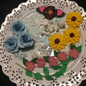 Frozen Inspired Birthday and Cupcake Topper Edible Floral Assortment Snow Queen
