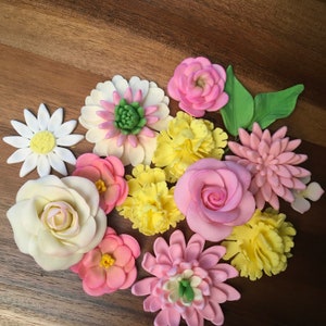Topo de bolo comestível primavera Páscoa verão sortido de flores
