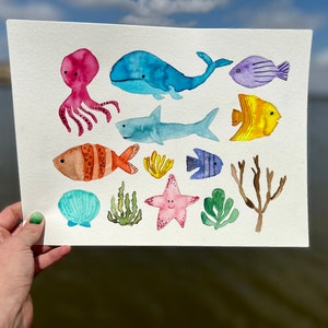 Watercolor Ocean Friends Painting (NOT a print)