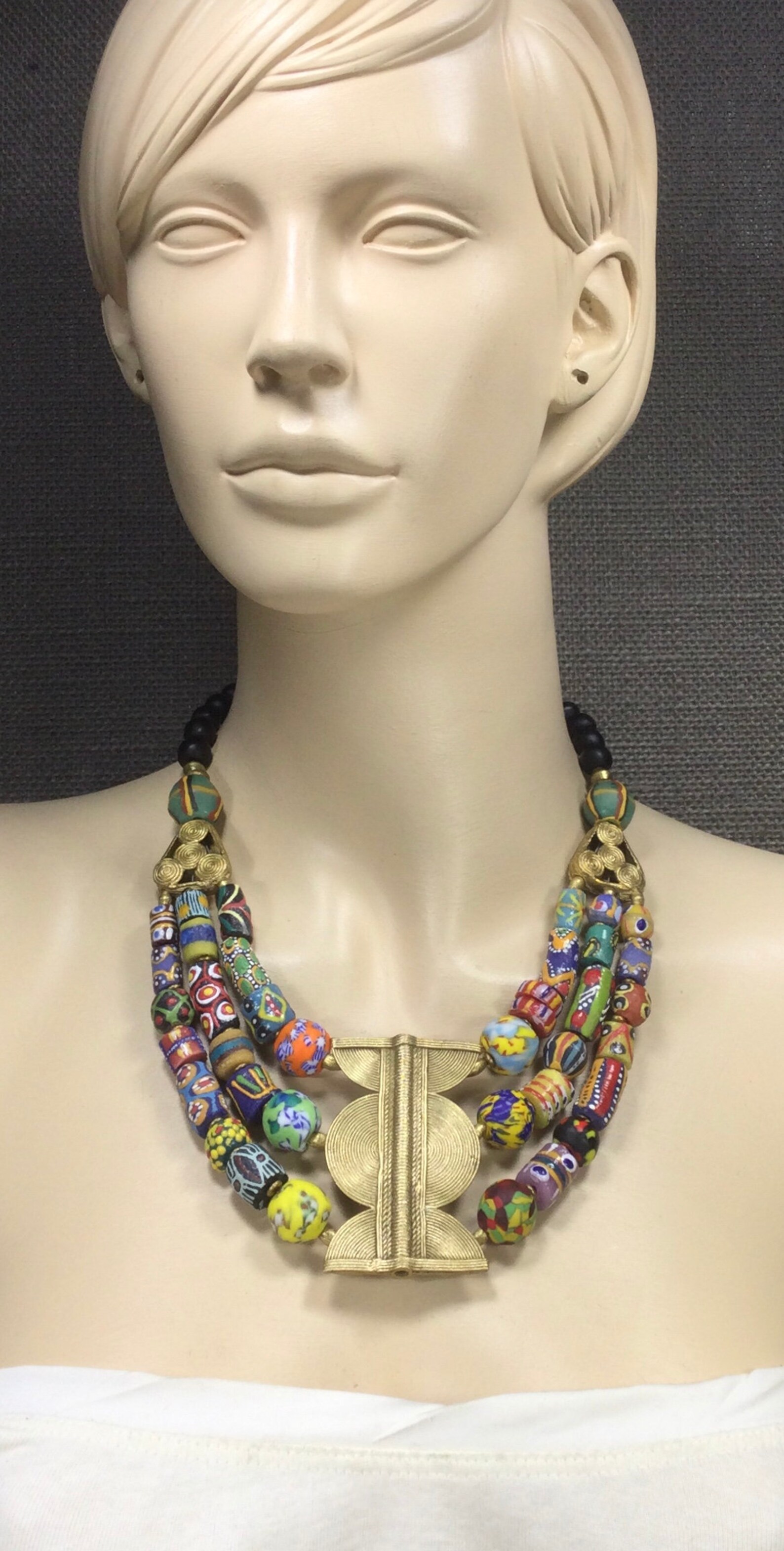 African Queen Necklace Chunky Trade Bead Necklace Krobo Etsy
