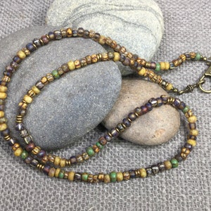 30” unisex African style beaded necklace for him, her, aged Czech beads jewelry, necklace for men, trade bead jewelry, African jewelry gift!