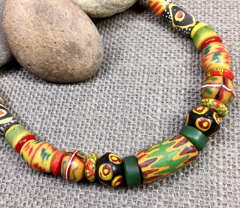 Rasta Jewelry Rasta Necklace for women Ghana Krobo beads Etsy