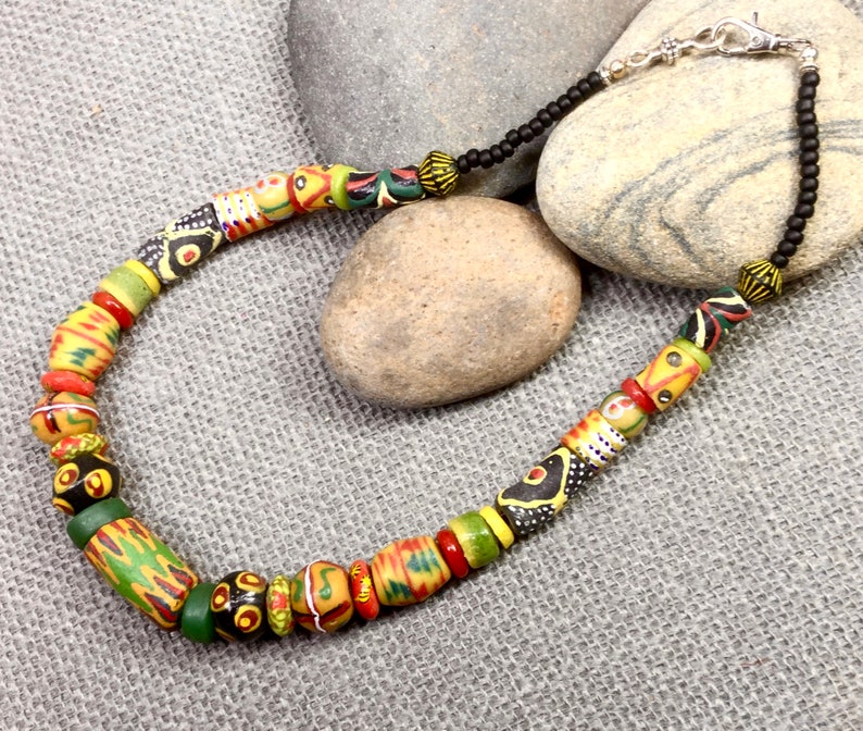 Rasta Jewelry Rasta Necklace for women Ghana Krobo beads | Etsy