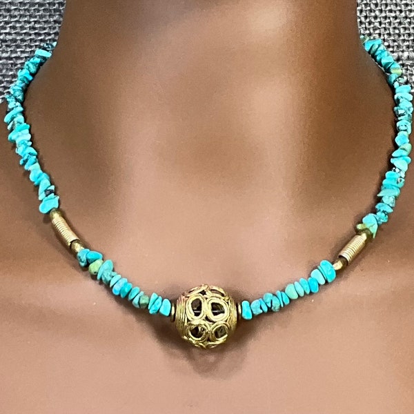 Collar turquesa minimalista para ella, collar turquesa de Arizona para mujeres, joyería del suroeste, idea de regalo de collar turquesa genuino
