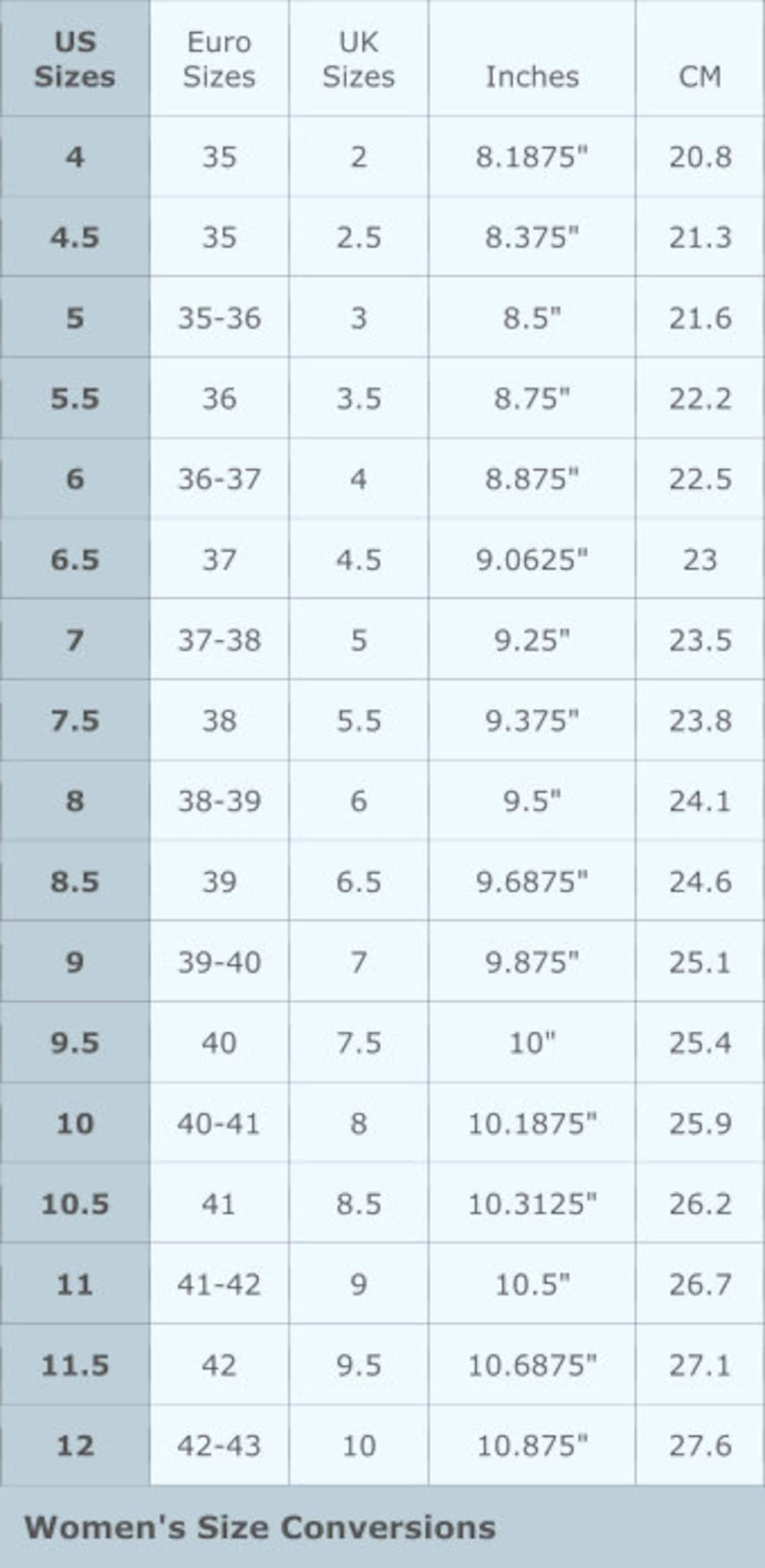 J Slides Size Chart