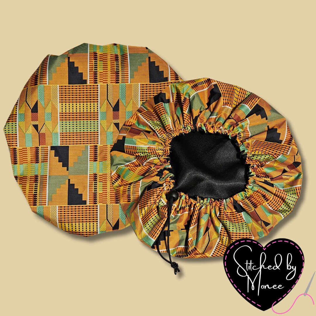 African Print Shower Caps Shower Caps W/ Satin Inside Satin Lined Braid