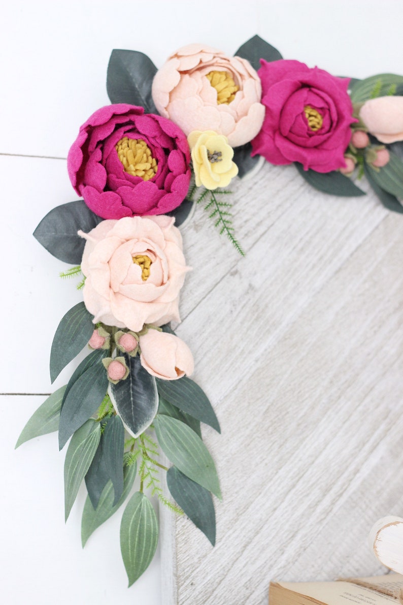 Felt Flower Swag Nursery Floral Swag Bright Pink Flower Etsy