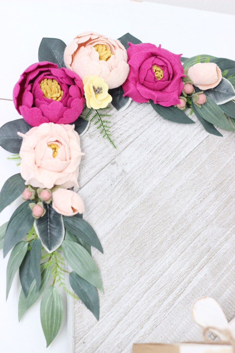 Felt Flower Swag Nursery Floral Swag Bright Pink Flower Etsy