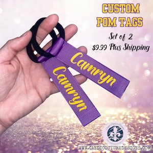 Personalized Dance Squad Pom Pom Tags, Custom Cheerleading Backpack Tags, Pom Tags for Dance Teams, Customizable Sports Team Bag Tags, Gifts