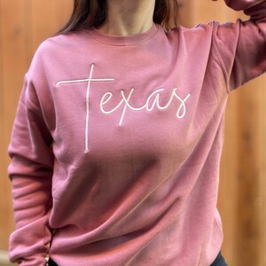 Embroidered State Name Crewneck Sweatshirt for Women, State Pride Stitched Sweater, State College Pullover, Cute Oversized Sweatshirts