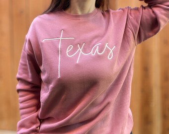 Embroidered State Name Sweatshirt: Stitched State Pride Pullover