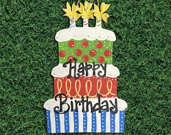Happy Birthday Door Hanger | Birthday Cake Door Hanger | Happy Birthday Sign | Birthday Wreath | Birthday Decor | Birthday Party