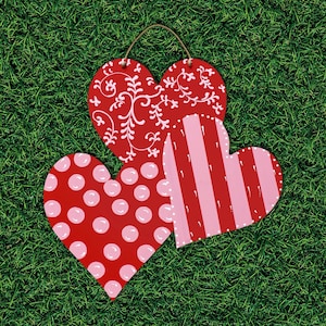 Valentine 3 Heart Door Hanger | Valentine's Day Decor | Front Door Hanger | Valentine's Day Front Door Decor | Valentines Wreath