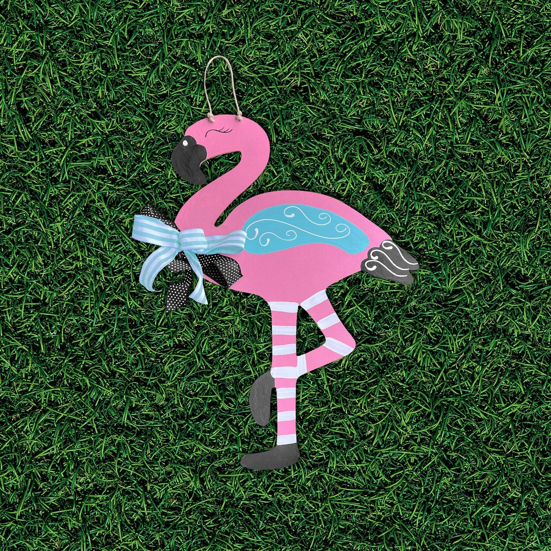Pink Flamingo Door Hanger Summer Door Hanger Beach Door Etsy