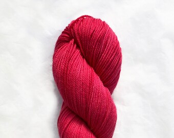 Hand Dyed 'Coral Red' Fingering 4 ply 75/25% Soft Sock Yarn 100 grams