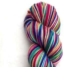 Hand Dyed 'Muted Spectrum' Fingering 4 ply 75/25% Soft Sock Yarn 100 grams