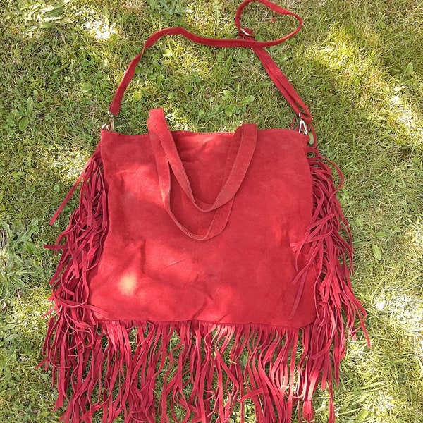 Suede Fringe Bag Etsy