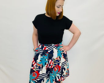 Jaren 1980 Yessica C&A schepen Ahoy Funky Culottes. Verenigd Koninkrijk 8. True Vintage, Eighties, Petite, Slow Fashion, Tweedehands, Preloved, Skorts, UK8
