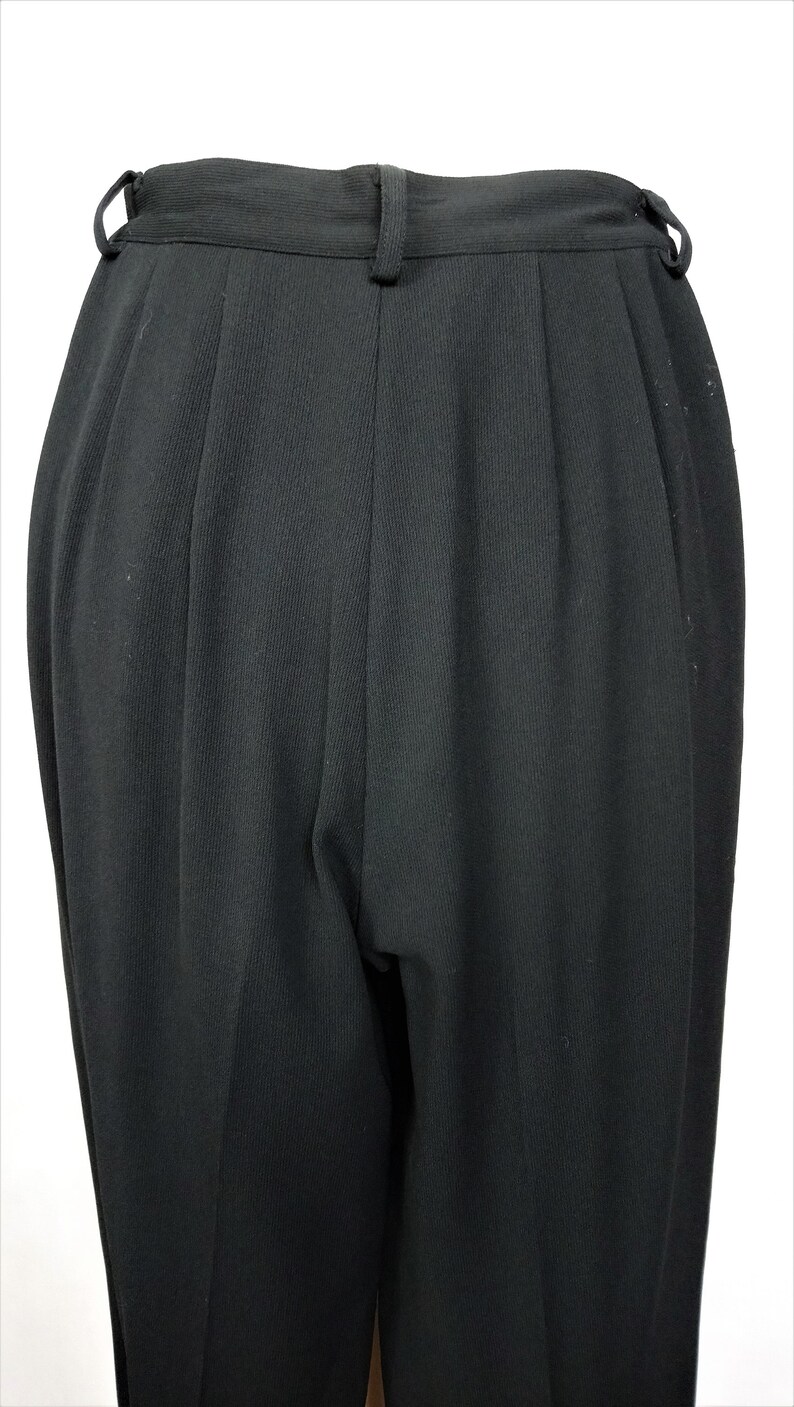 Retro Office Geek Chic Uk Size 6 Formal Elegant Cute Preppy VINTAGE 1980/'s 1990/'s Black Slinky HIGH WAIST Petite Pleated Trousers