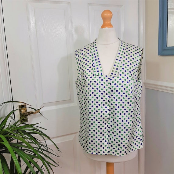 vc2 90s Crop Top Black /& White Polka Dot Blouse Vintage Plus Size 1618 Short Sleeves Stretchy Shirt