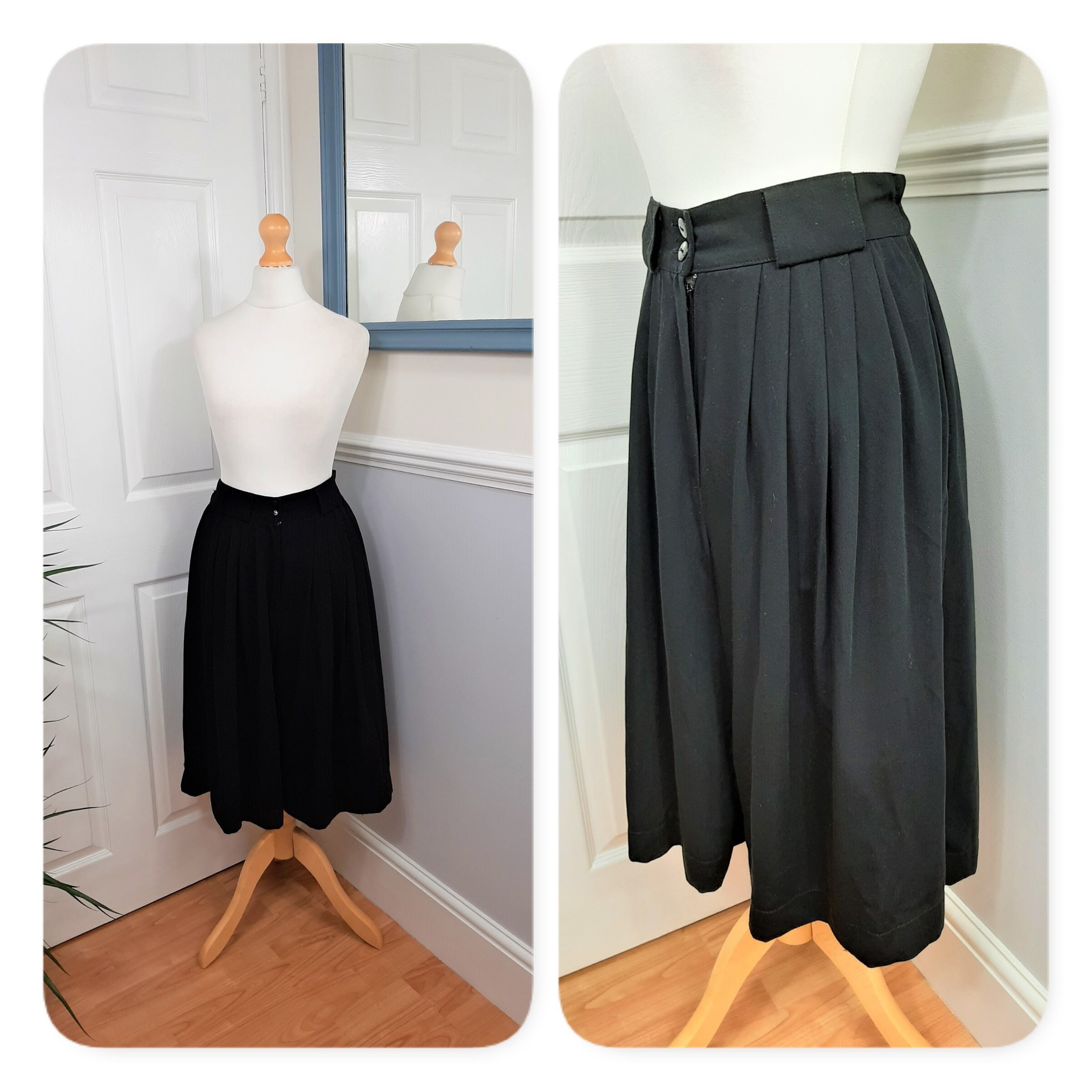 Image of Fabulous S Black Canda Wide Leg Culottes Uk S. Retro Vintage Hipster Glam Chic